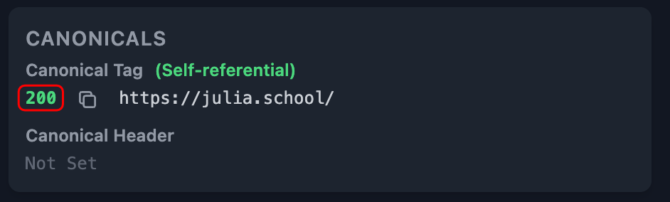 Canonical URLs are automatically checked to see if they resolve.
